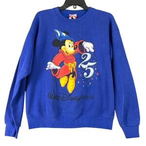 vintage 90s walt disney world mickey inc 25th‎ anniversary crewneck usa Mens S